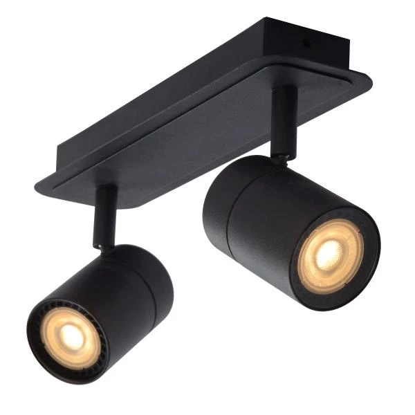 Lucide LENNERT - Foco de techo Baño - LED Regul. - GU10 - 2x5W 3000K - IP44 - Negro - detalle 3